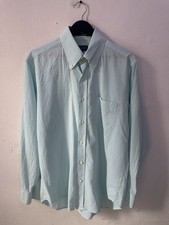 J. McLaughlin Men  s M Blue White Striped Seersucker Shirt Italian Fabric