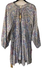 Spell Women M Floral Print Gypsy Boho Long Sleeve Dress Drawstring Adjustments