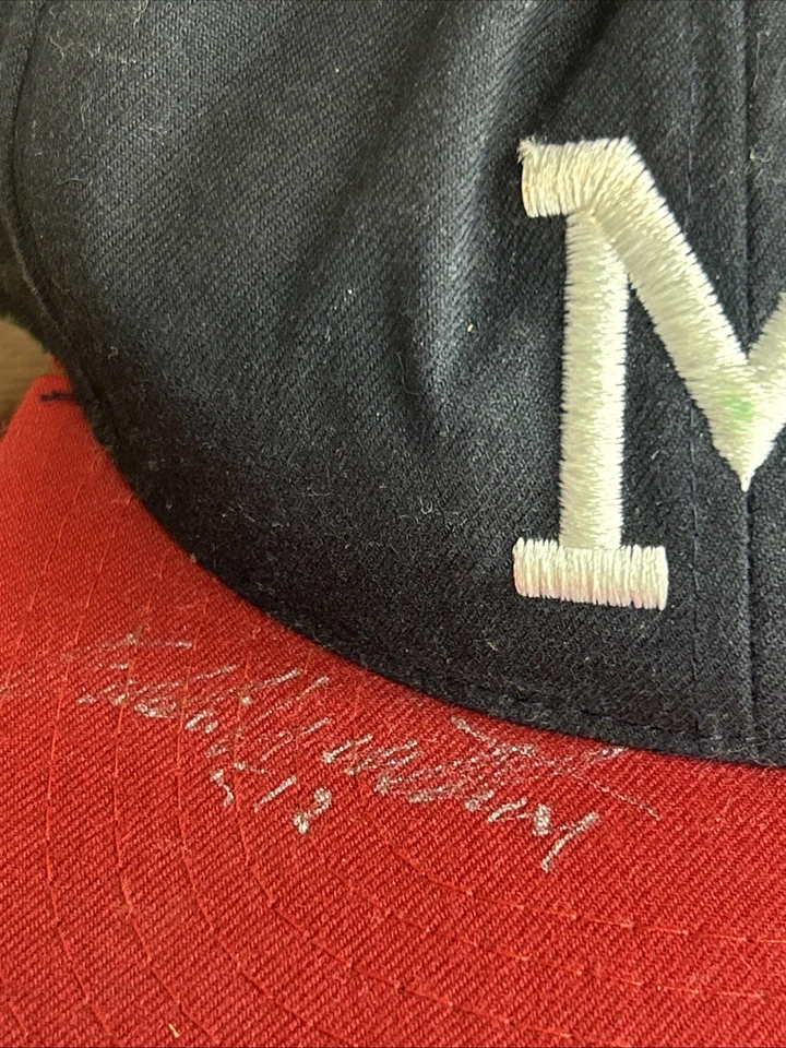 Vintage Milwaukee Braves Roman MLB  Hat Autographed By Eddie Matthews With COA - Image 2 of 4