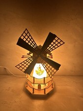 Dutch Musical Wooden Windmill - Lights Up And Spins - 38cm (15") X 18cm (7") VGC