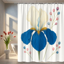Blue Iris Shower Curtain - Elegant Floral Design for Bathroom Decor