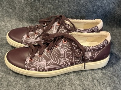 ECCO Soft 7 Women's 8-8.5 M Leather Floral Sneakers Purple