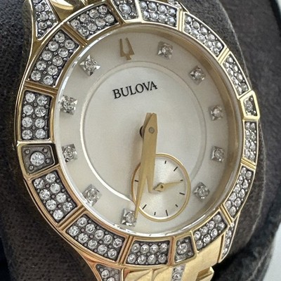 Bulova Women's Quartz Crystal Accent Gold-Tone 30.5mm Watch 98L283