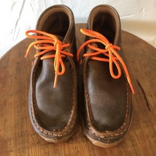Twisted X Youth 2M Brown Leather Chukka Driving Moc Orange Lace Up Shoes YDM0006