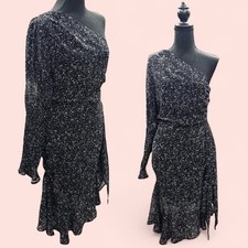 Coquette Sexy Vixen New Year’s Eve Party Black One Shoulder Bodycon Midi Dress M