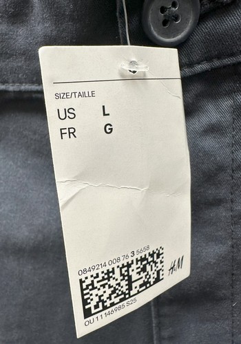 H&M pantaloncino chino blu con tasche 8” cuciture interne uomo taglia large nuovo - Foto 3 di 7