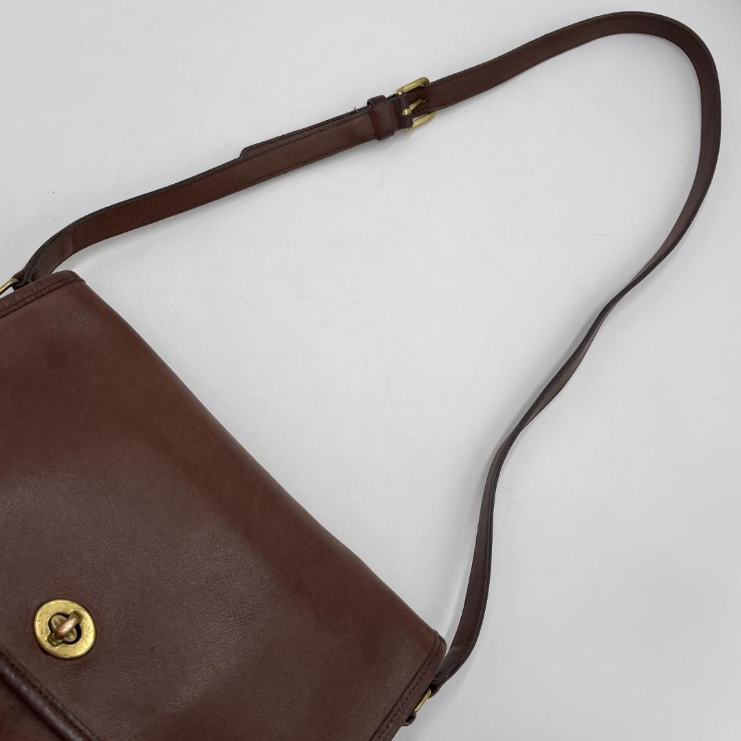 Coach Vintage Crossbody Shoulder Bag Brown Leather Turn Lock Made in USA thumbnail 8