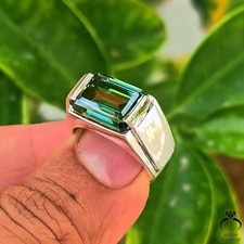 Majestic Moissanite Ring 925 Silver Emerald Cut Handmade Wedding Gift
