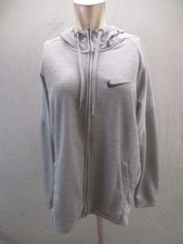 Nike Size L Mens Gray Hooded Drawstring Pockets Full Zip Activewear Jacket 491