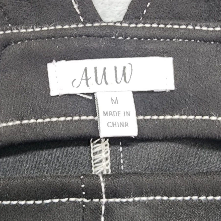 AUW платье женщин M черный замша эластичной полиэстер нагрудник общий джемпер Pinafore - Изображение 3 из 4