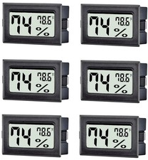 TASOGEN 6 Pack Mini Digital Thermometer Hygrometer,Indoor Temperature Black 