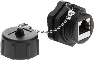 InstallerParts CAT6 RJ45 Shielded Industrial Panel Mount Single, Black 