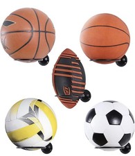 Ball Storage Holder Wall Mount: Black Room Decor for Basketball, Rugby, Soccer