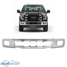 Chrome Steel Front Bumper Face Bar For 2015-2017 Ford F-150 w/ Fog Light Hole