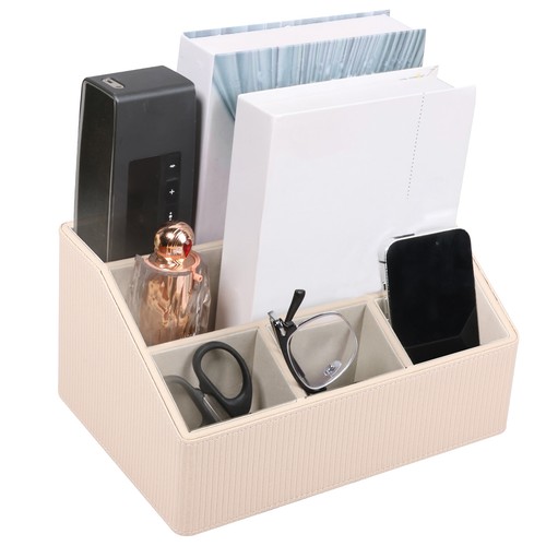 Remote Control Holder Leather Remote Control Organizer with 5 Compartments ellVP - Picture 17 of 27