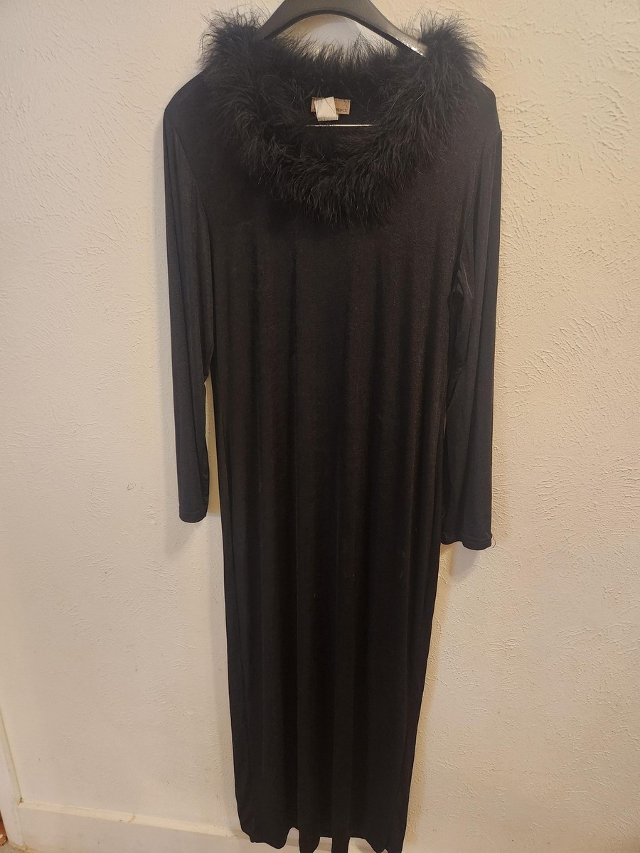 princess polly baby blue dress Susan Lawrence Dress Womens Large Black Maxi Long Sleeve Faux Fur Collar  USA
