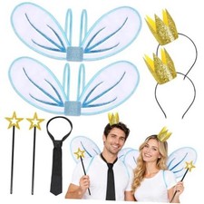 Couple halloween Costumes for Adults, Fairy Star Wands Wing Gold Crown and