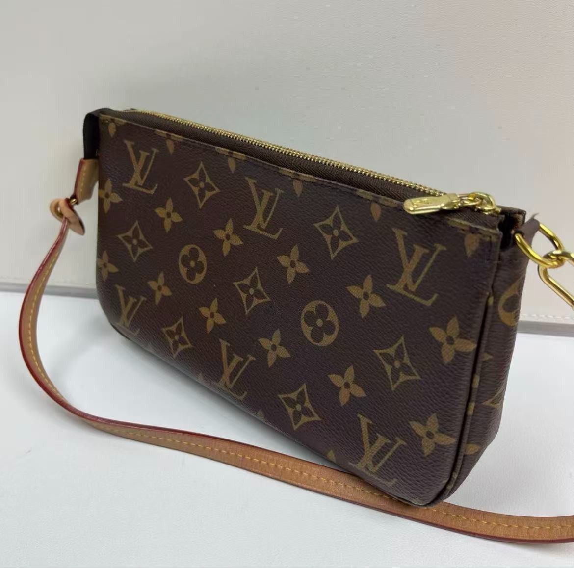 Louis Vuitton Monogram Mahina Leather Mahjong Bag Brown Crossbody