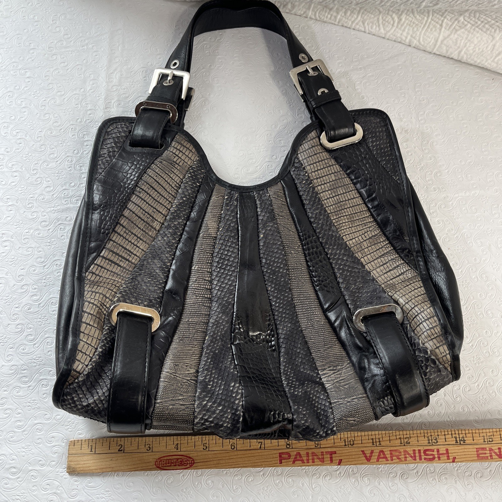 Stuart Weitzman Leather Patchwork Handbag Shoulde… - image 16