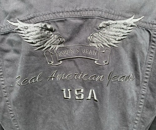 Robin’s Jeans Jeansjacke schwarz hergestellt in den USA bestickte Flügel Herren 3XL - Bild 5 von 10