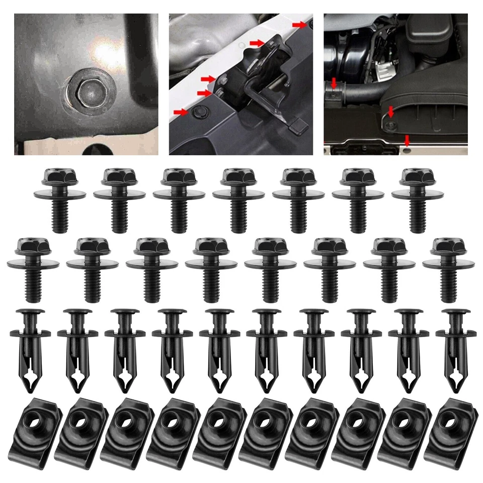 35PCS For Mercedes-Benz Engine Under Cover Splash Shield M6 Bolts U-nut Clips Foto 2 de 4