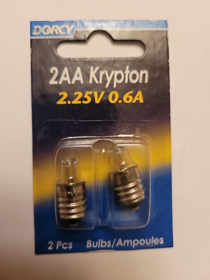 4 Packs of 2: DORCY 2AA KRYPTON 2.25V, 0.6A, Model KPR222, 2 Bulb NEW PACK