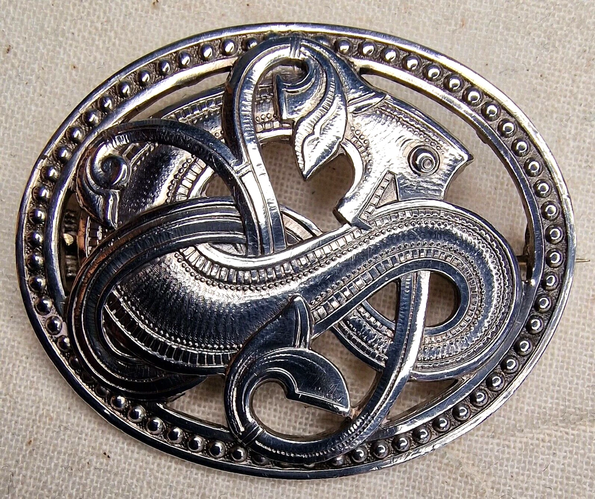 Viking style silver brooch Norway design Scandinavian