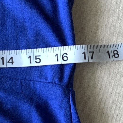 Abito corto hi basso CYNTHIA ROWLEY donna taglia 1X finto avvolgente blu royal nuovo senza etichette - Foto 13 di 14