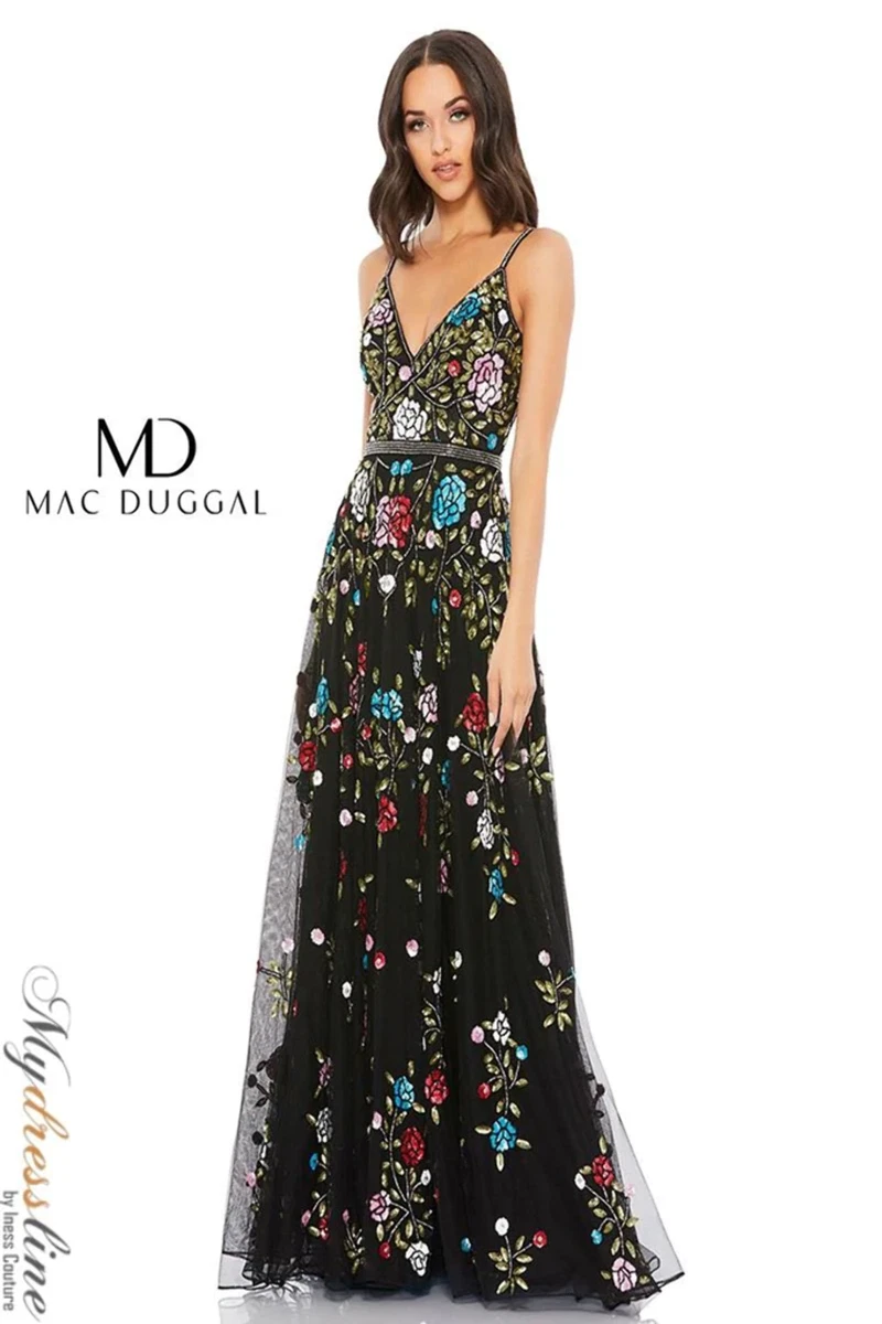 Mac Duggal Tiered A-Line Long-Sleeve Chiffon Gown | Anthropologie