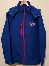 NFL Brand Buffalo Bills Soft Shell Coat Blue Large Removable Hood Full Zip