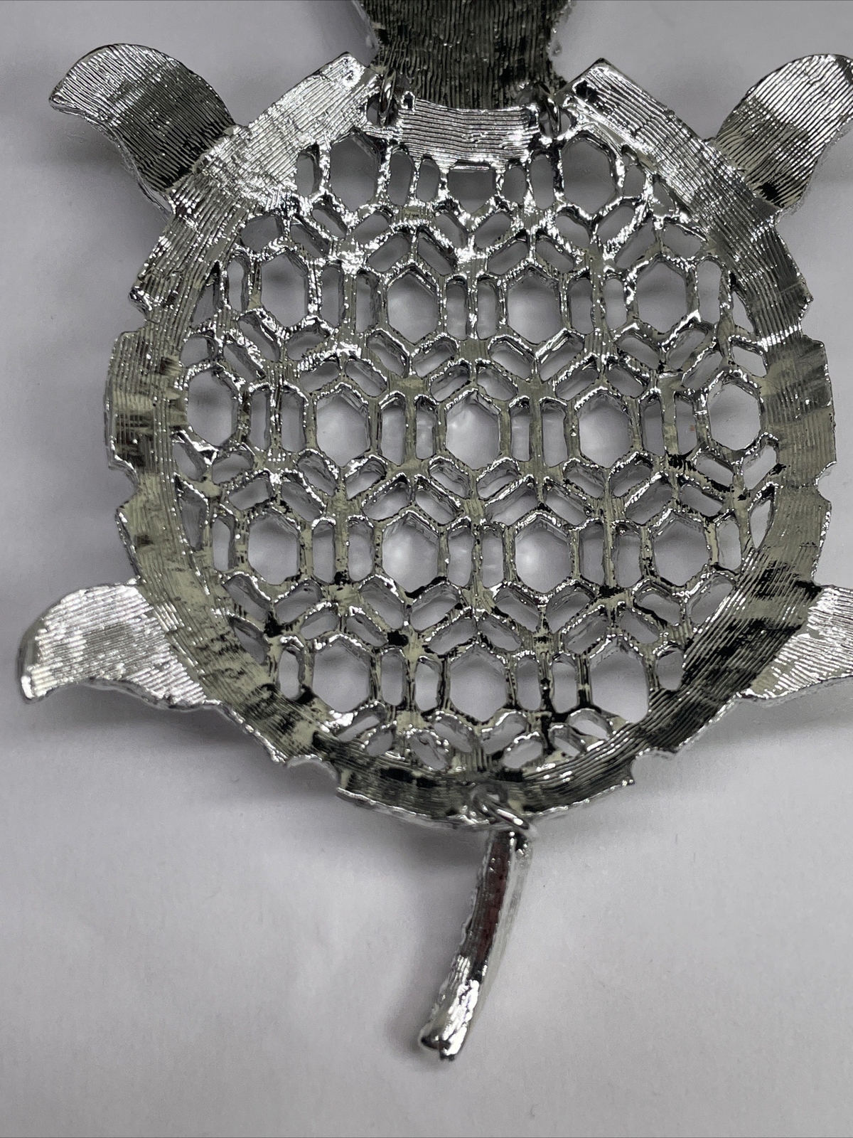 Silver Plated Large Solid Turtle Necklace Pendant… - image 6