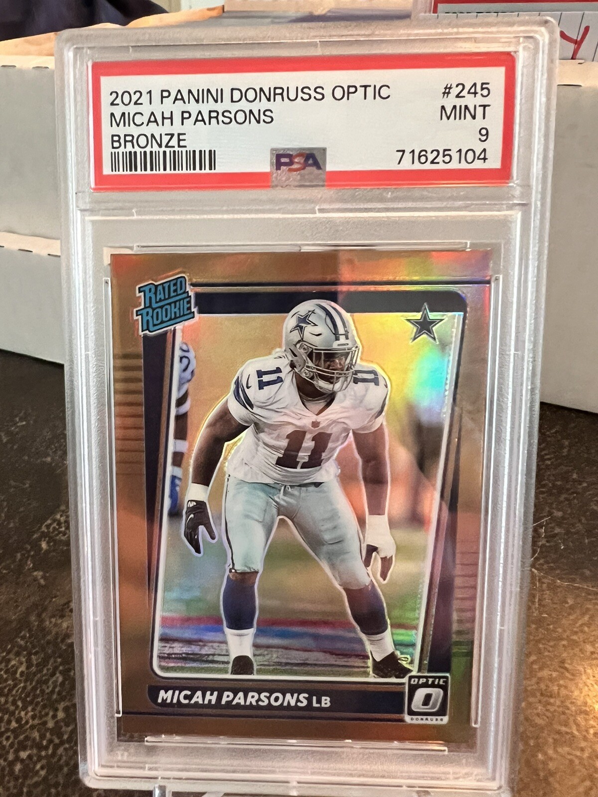 2021 Donruss Optic #245 Micah Parsons Bronze Prizm Rookie PSA 9 Mint