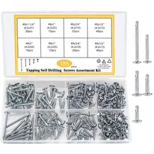 185 Pcs Self Tapping Screws, M4.2 Flat Head Self Drilling Screws Phillips Head