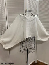 HLT570 White XLarge NWT Match Point Linen Shirt Blouse Bolero Elastic NEW