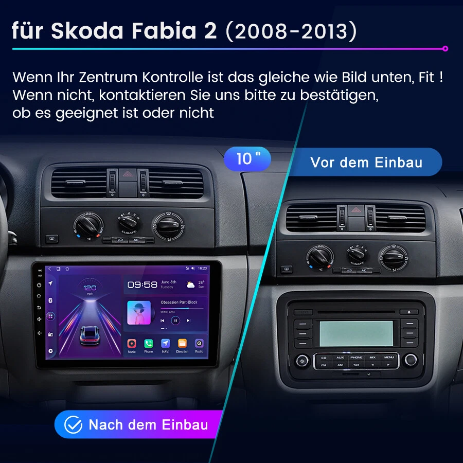 Für Skoda Fabia II 2008 2009-2014 Android 13 Carplay Autoradio GPS Navi WiFi RDS - Bild 2 von 4