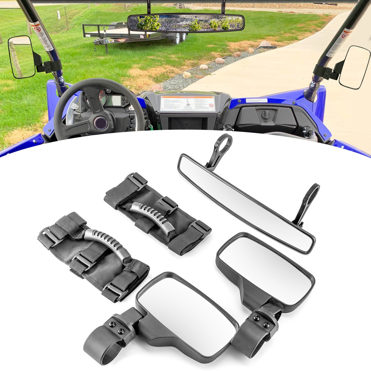 UTV For Kubota RTV 400/500/850/900(Up To 2021) Rear Center & Side View Mirrors - Foto 3