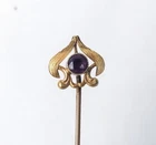 Amethyst Stickpin Lapel Pin Gold 12K Jewelry Estate Antique Vtg Art Nouveau Deco