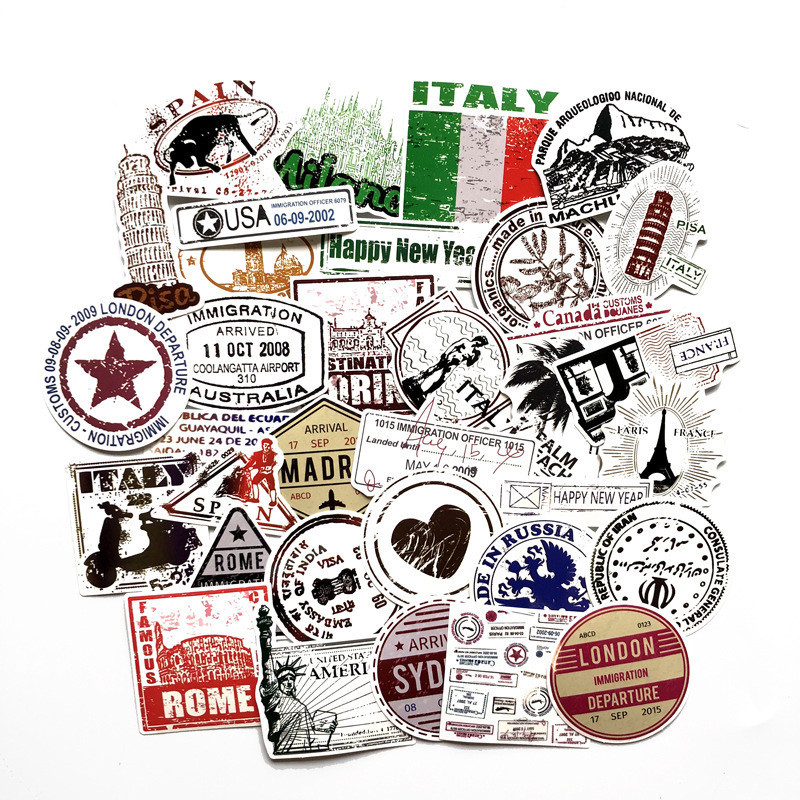 60 vinyl sticker postal stamp travel labels car window stickers eBay