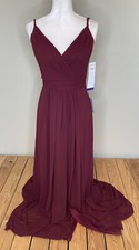 #Levkoff NWT Women’s V Neck Chiffon Gown Size 2 Wine C7