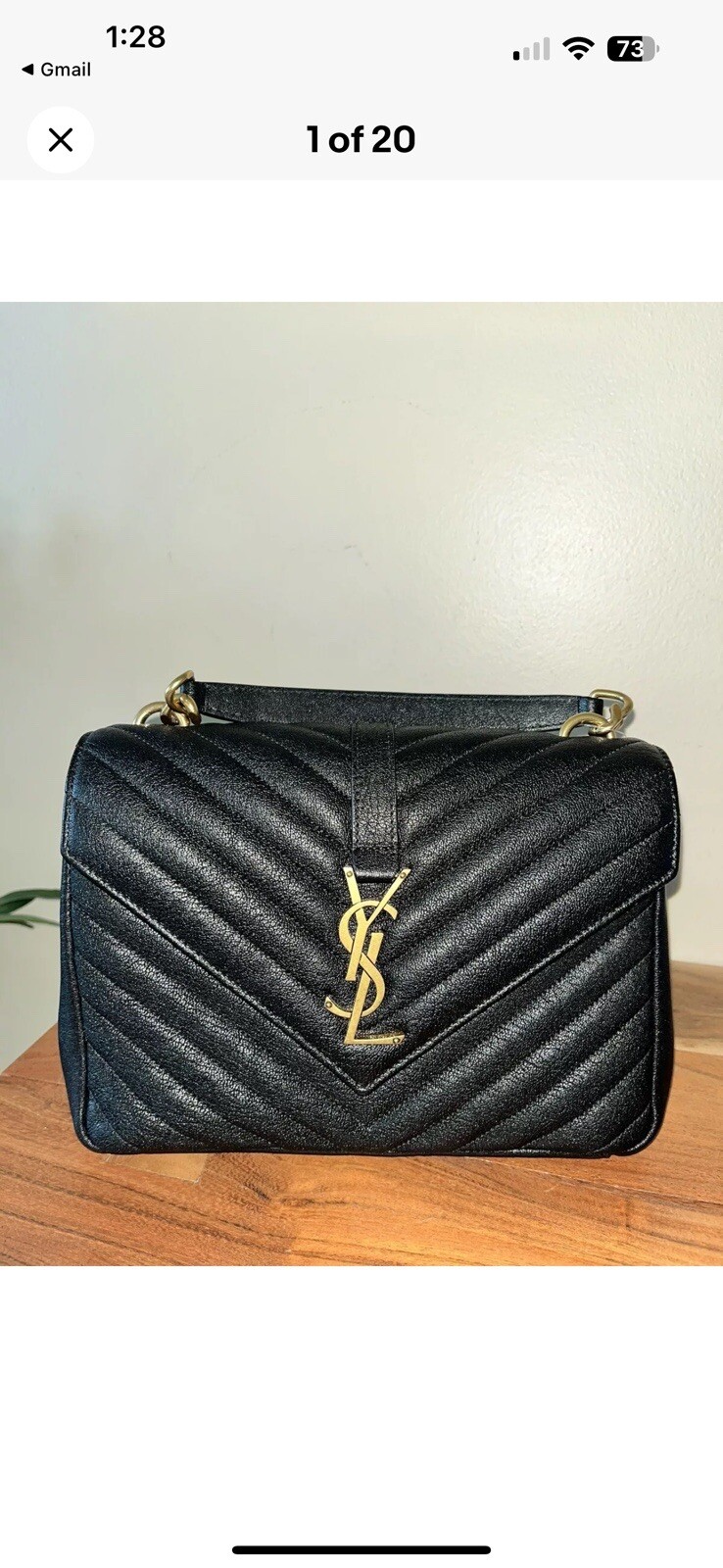 Borsa Saint Laurent Medium College trapuntata in pelle nera nuova senza cinturino