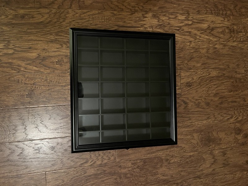 Studio Decor  28-Shot Glass Hinged Front Display Case 18"x 16" X 2.5” Black