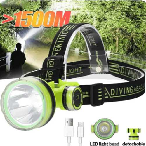 Underwater LED Diving Headlight Headlamp Super Bright Scuba Head Lamp - Picture 1 of 8