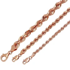 14k Solid Rose Gold Rope Chain Necklace 3mm-5mm Men's Women Size 20"-30"