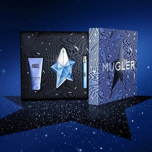 Mugler Angel Eau Parfum Nachfüllbar 50ml+Body Lotion 100ml+Eau Parfum 10ml  Blau