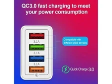 US 4 Port Fast Quick Charge QC 3.0 USB Hub Wall Home Charger Power black/withe