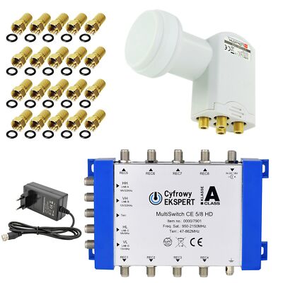 TechniSat Multischalter 5/8 SAT Multiswitch + OPTICUM Quattro LNB   8 Teilnehmer