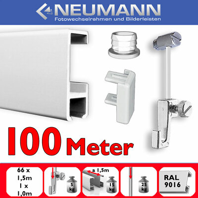 100 m gallery rail, picture rail complete set with accessories in white