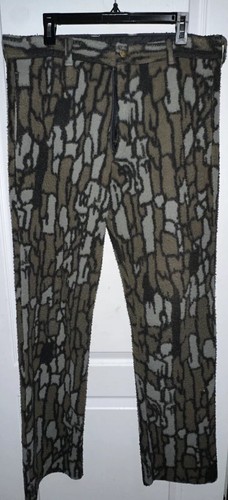 VTG Cabela's Whitetail Clothing Fleece Camo Bark Pants Size L USA Hunt EUC