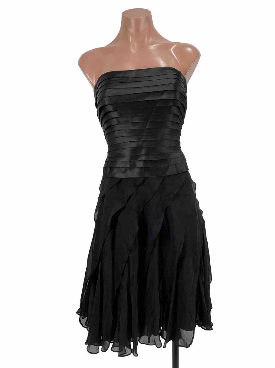 Tadashi Vintage Strapless Silk Dress sz 8 Black Tulip Ruffle Ruched | eBay Tadashi Vintage Strapless Silk Dress sz 8 Black Tulip Ruffle Ruched | eBay