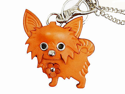 Chihuahua Leather Dog Small Keychain VANCA CRAFT-Collectible Keyring Charm Pendant Made in Japan 